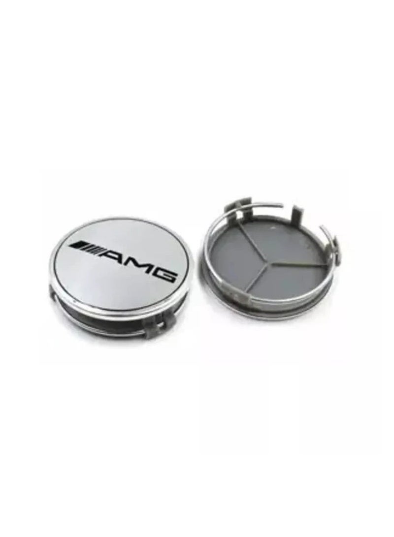 AMG 4 Pcs 75mm AMG Silver Wheel Center Hub Caps for Mercedes-Benz | Easy Snap-Fit Alloy Wheel Center Caps - Image 5